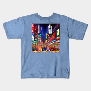 Japan Shibuya Tokyo at Night by Kana Kanjin Kids T-Shirt